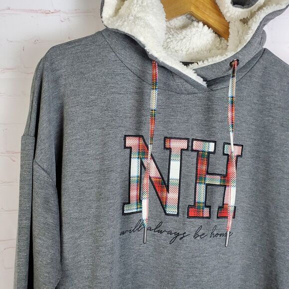 NEW Maurices Womens State Homeward Sweatshirt Sz L Gray Fleece Long NH Hoodie - Picture 7 of 12